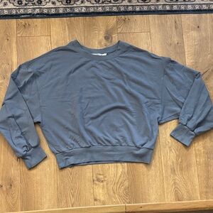 Laird Blue Cropped Long Sleeve Sweatshirt